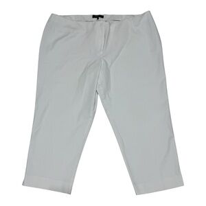 Lafayette 148 New York White Cropped Pants Plus Size 20W Stretch Trousers